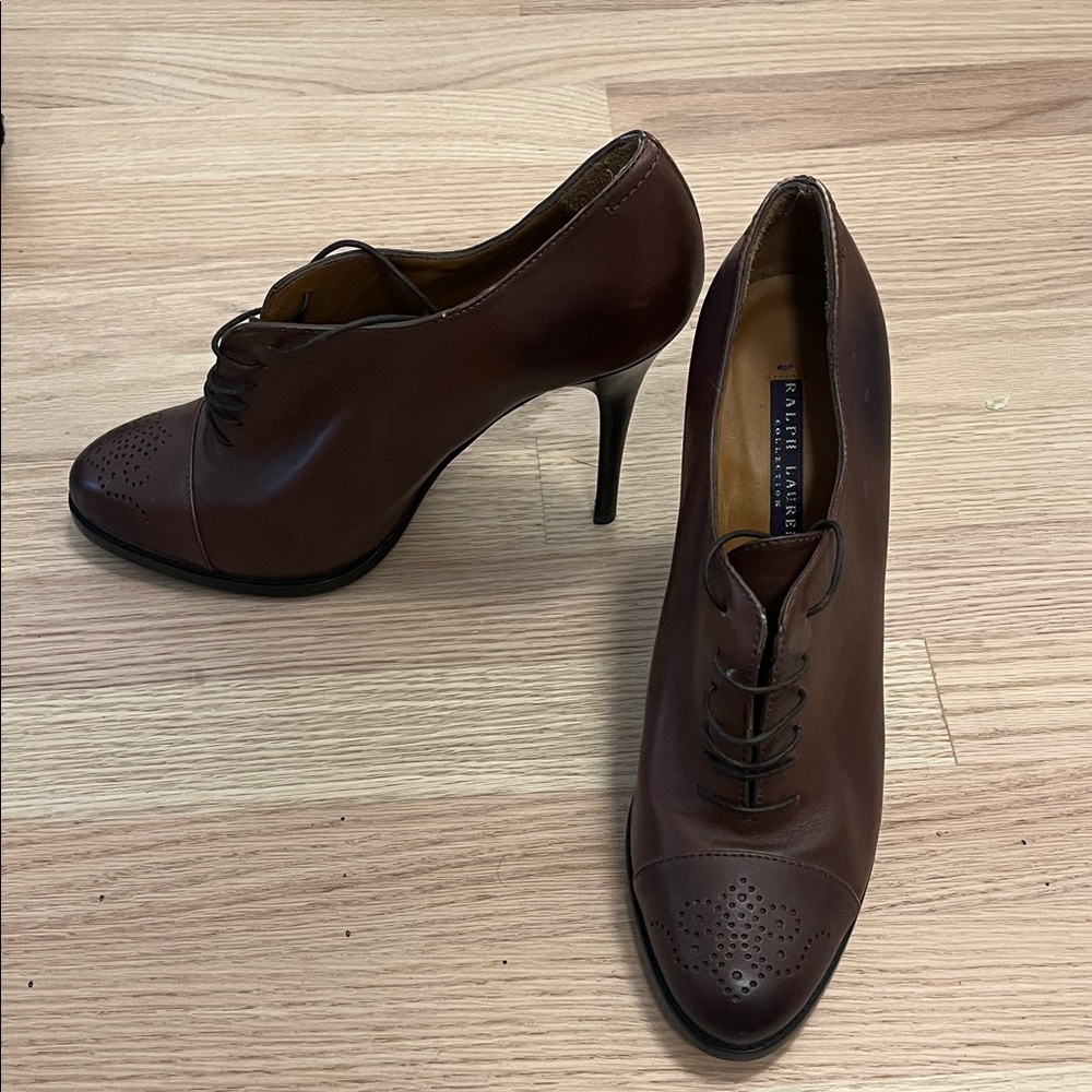 Ralph Lauren Purple Label Brown Lace-Up Heels